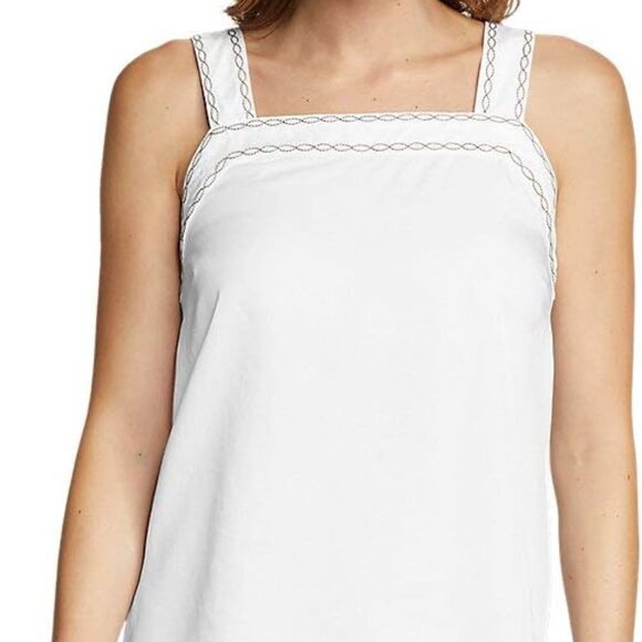Eddie Bauer Tops - Eddie Bauer Embroidered White 100% Lyocell Tank Top